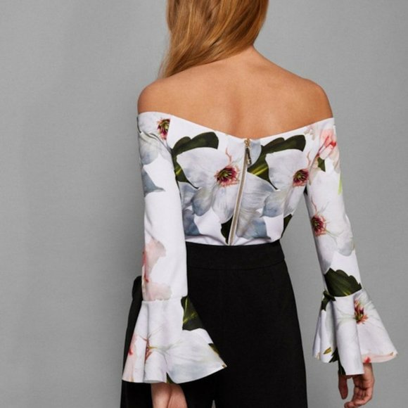 TED BAKER Bloom Bell Sleeved Top Size 6 - Picture 5 of 13